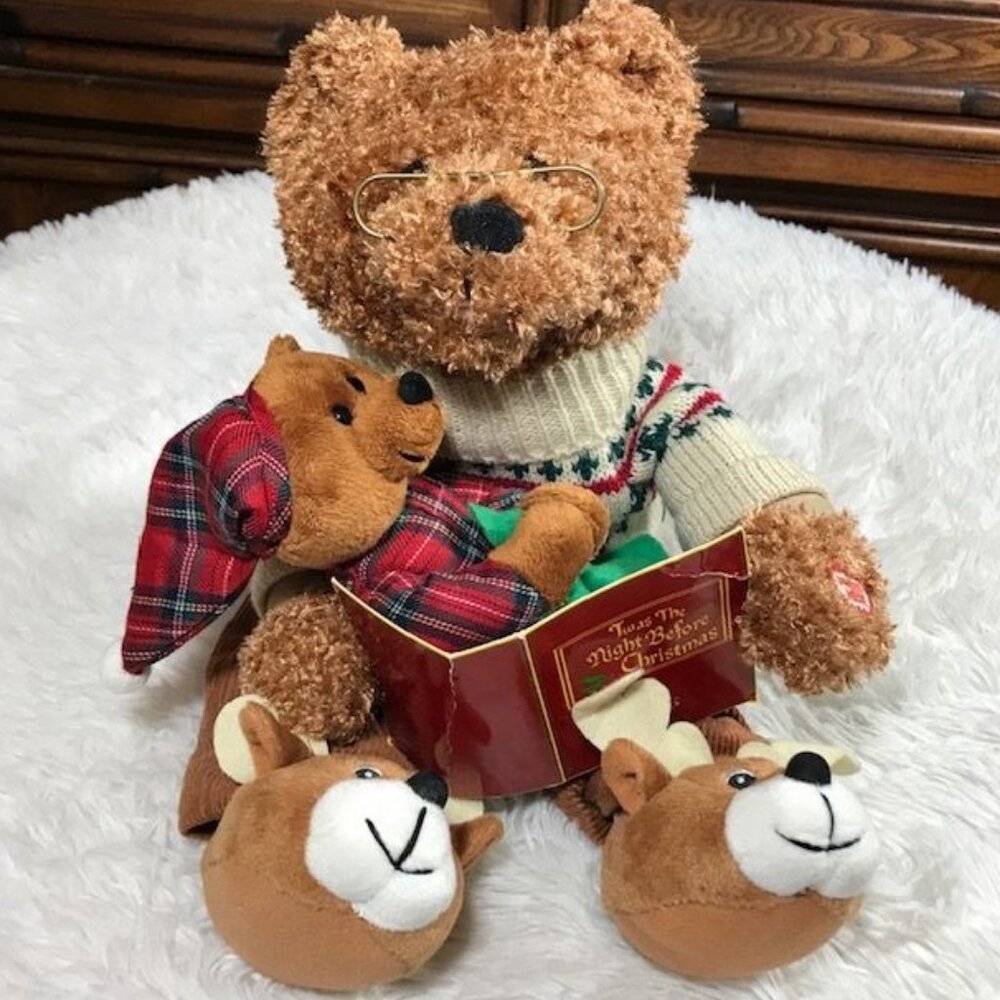 Speaking Father Bear Reads to Cub 'Twas the Night Before Christmas' Plush